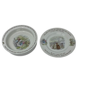 Peter Rabbit Wedgwood Mrs. Tiggy Winkle Childs Ceramic Plate And Bowl Set 6.5 In